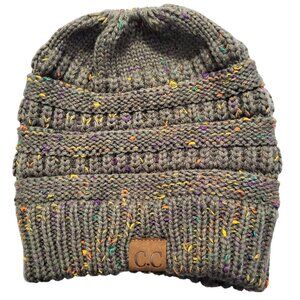 C.C Exclusives Soft Stretch Cable Knit Messy Bun Ponytail Beanie Hat Women's OS